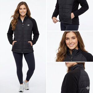 New Balance Women's Size XL Black Hybrid Full-Zip Running Jacket Puffer Fleece
